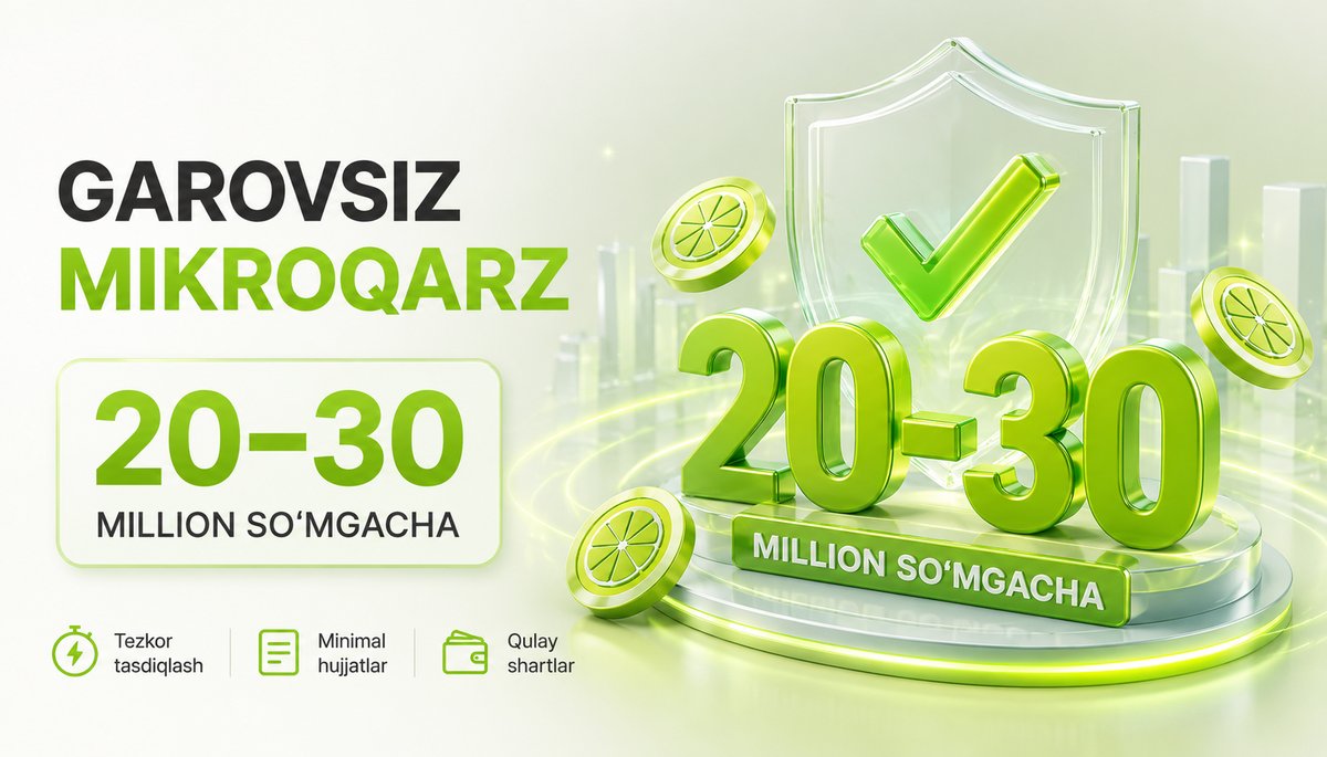 Garovsiz mikroqarz — 20 dan 30 mln so'mgacha
