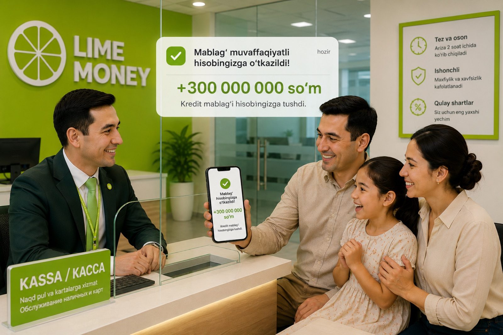 Lime Money kassasida kredit berish